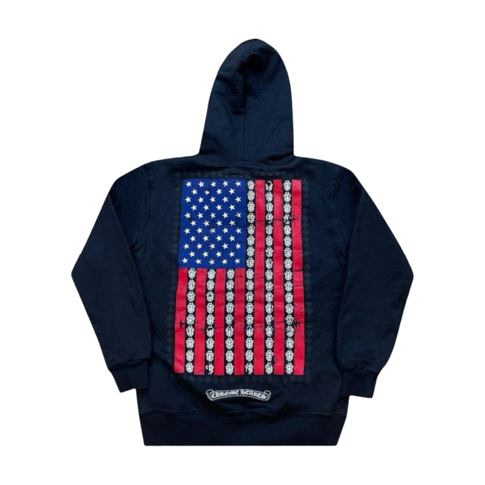 Chrome Hearts USA Flag Thermal Dagger Zip Up Sweater Black