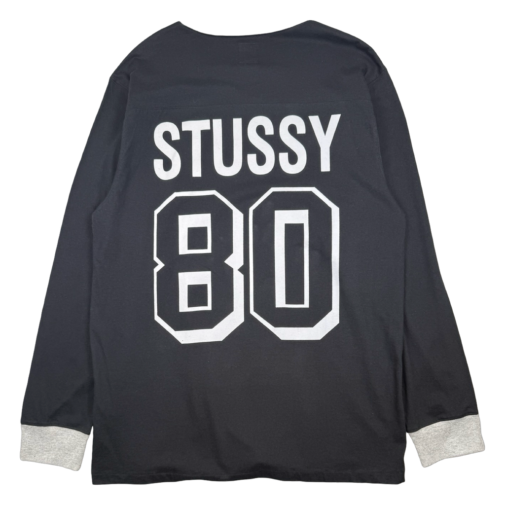 Vintage Stussy Giant S Football L/S Tee Black