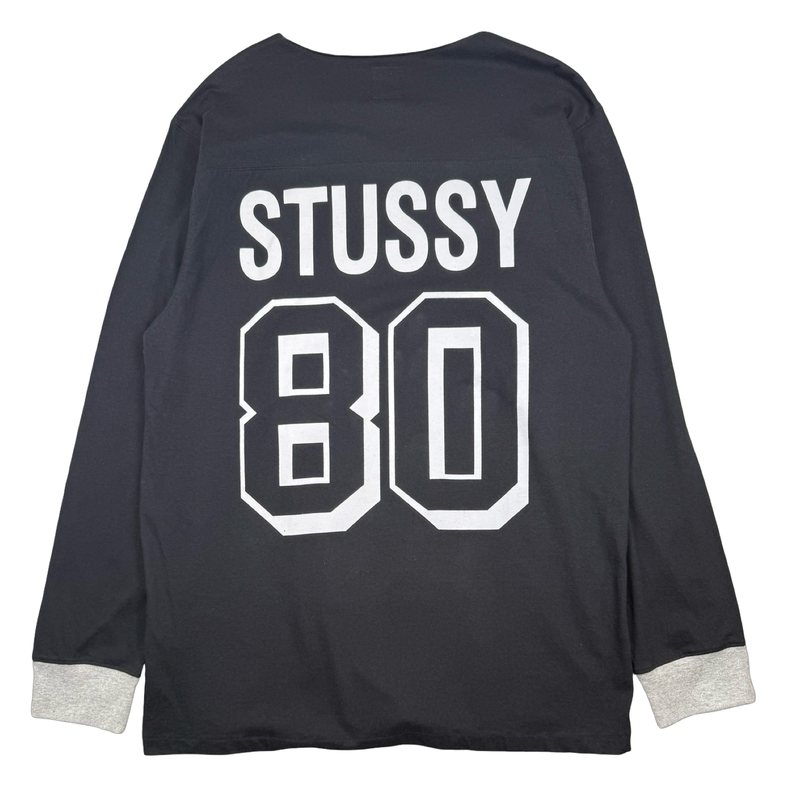 Vintage Stussy Giant S Football L/S Tee Black