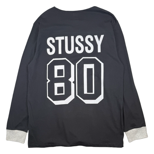 Vintage Stussy Giant S Football L/S Tee Black | Vintage Clothing Store Canada