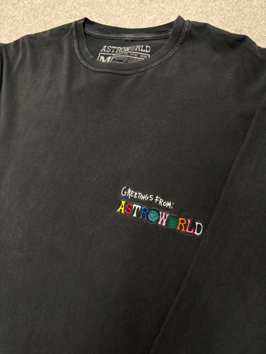 Travis Scott Astroworld Wish You Were Here Faded L/S Tee Black (USED) | Vitnage Clothing Store Canada
