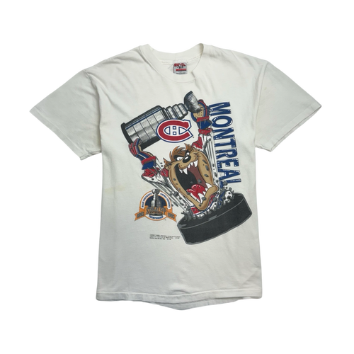 (L) Vintage '93 Montreal Canadiens TAZ Tee White | Vintage Clothing Store Canada