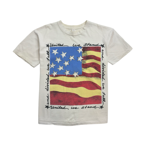 (S) Vintage 90s United We Stand Divided We Fall Tee White | Vintage Clothing Store Canada