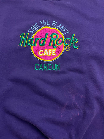 (M) Vintage Y2K Hard Rock Cafe Cancun Sweatshirt Purple