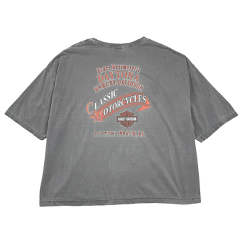Vintage Harley Davidson Finish Flag Flame Tee Dark Grey