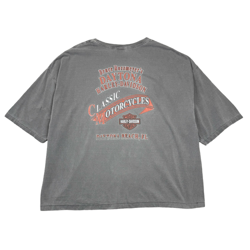 Vintage Harley Davidson Finish Flag Flame Tee Dark Grey | Vintage Clothing Store Canada