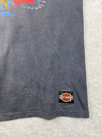Vintage Harley Davidson Just Try And Burn This One Tee Faded Black