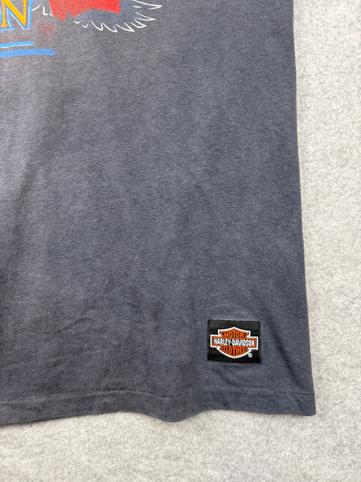 Vintage Harley Davidson Just Try And Burn This One Tee Faded Black | Vitnage Clothing Store Canada