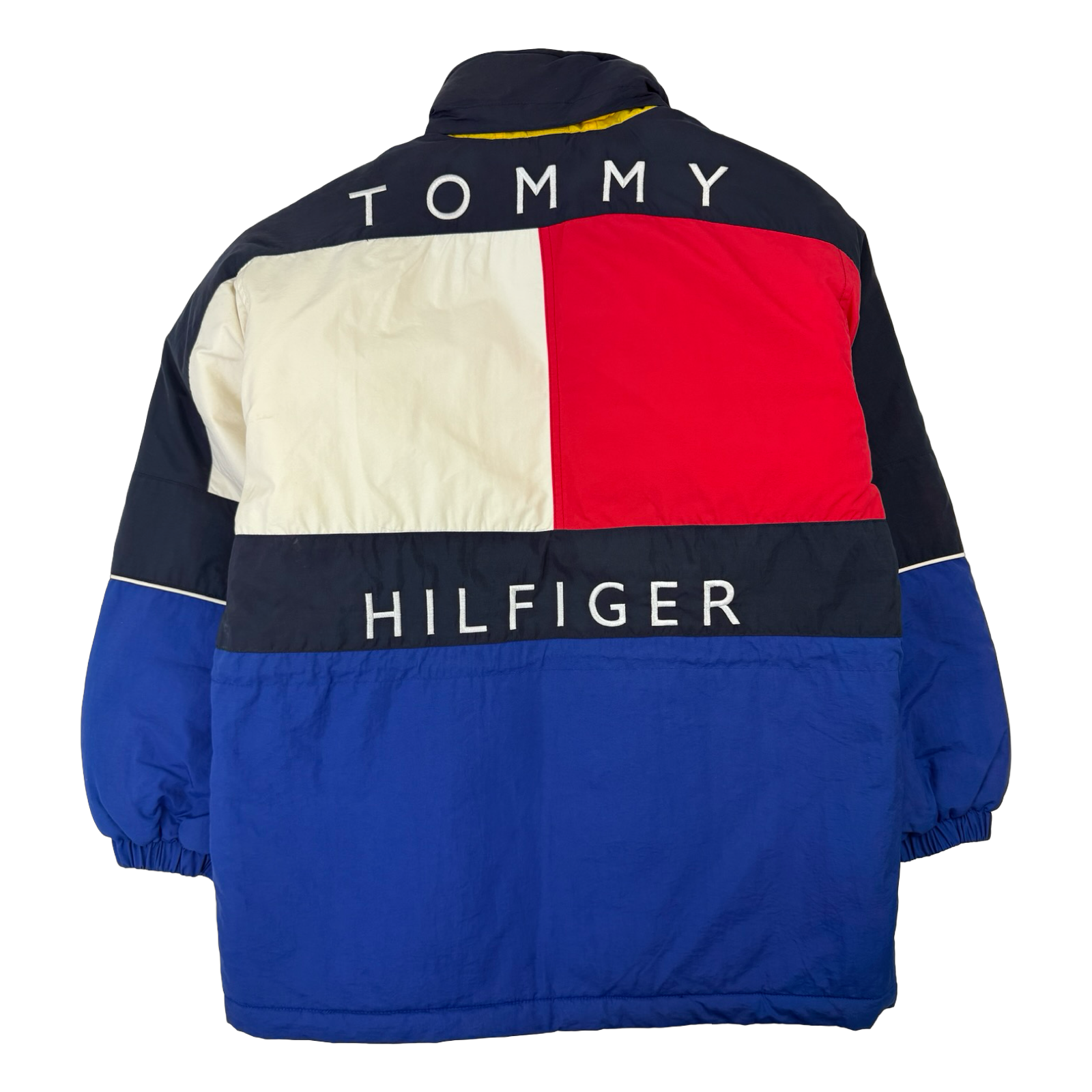 Vintage Tommy Hilfiger Spell Out Puffer Jacket Blue