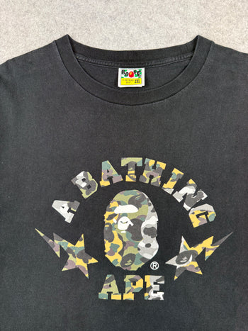 BAPE 1st Camo Crazy Sta College Tee Black