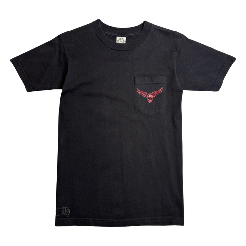 Vintage Chrome Hearts Foti Skull Wing Pocket Tee Black/Red | Vintage Clothing Store Canada
