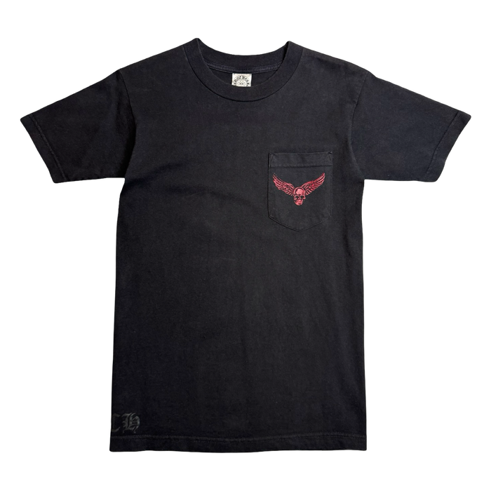 Vintage Chrome Hearts Foti Skull Wing Pocket Tee Black/Red | Vitnage Clothing Store Canada