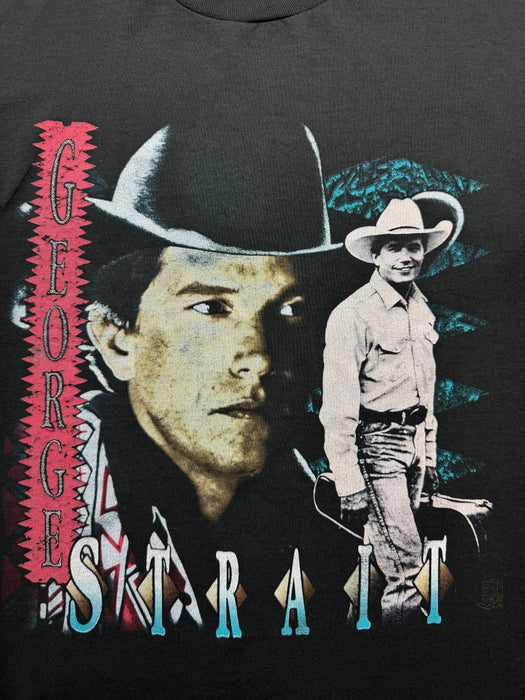 (L) Vintage '93 George Strait Tour Tee Black | Vitnage Clothing Store Canada