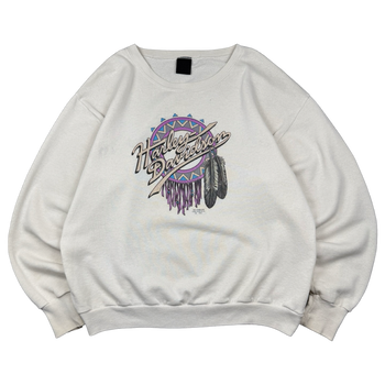 Vintage Harley Davidson 3D Emblem U.S Steel Sweatshirt White