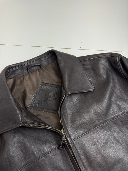 Vintage Balenciaga BB Paris Leather Jacket Brown | Vitnage Clothing Store Canada
