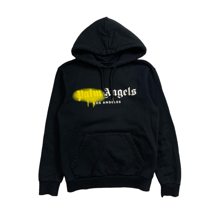 Palm Angels LA Sprayed Logo Hoodie Black (USED) | Vitnage Clothing Store Canada