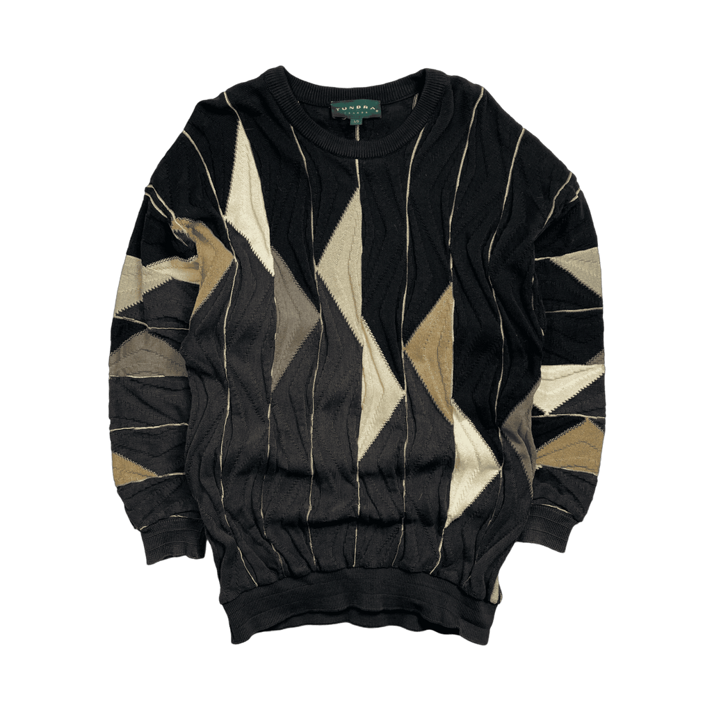 Vintage Tundra 3D Textured Knit Sweater Black