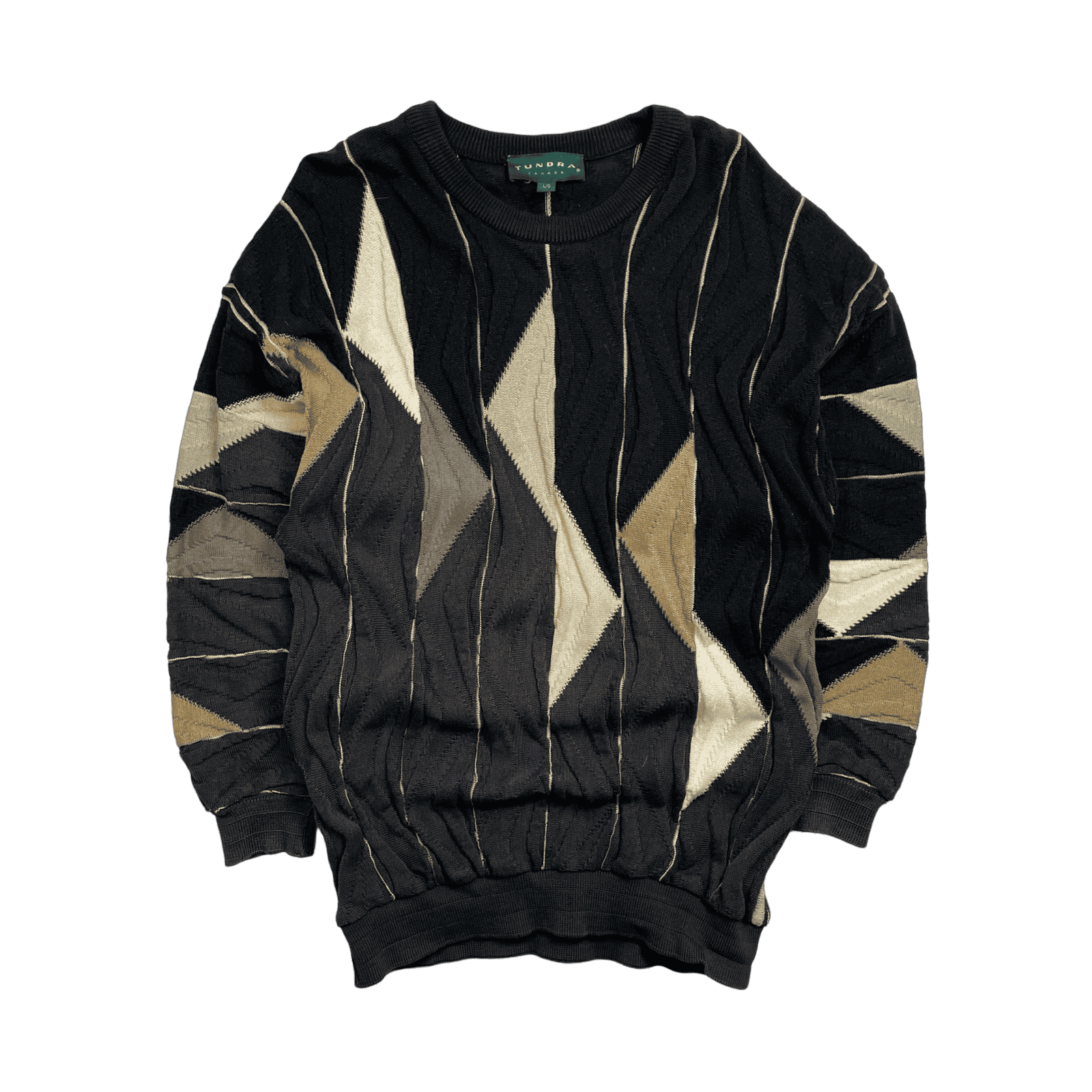 Vintage Tundra 3D Textured Knit Sweater Black