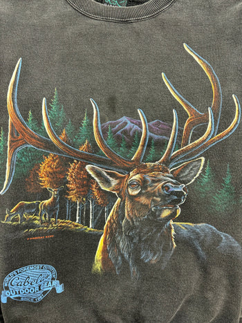 (S) Vintage Cabelas Deer Nature Sweatshirt Black