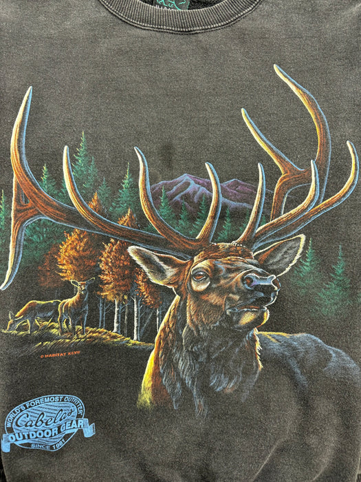 (S) Vintage Cabelas Deer Nature Sweatshirt Black | Vitnage Clothing Store Canada