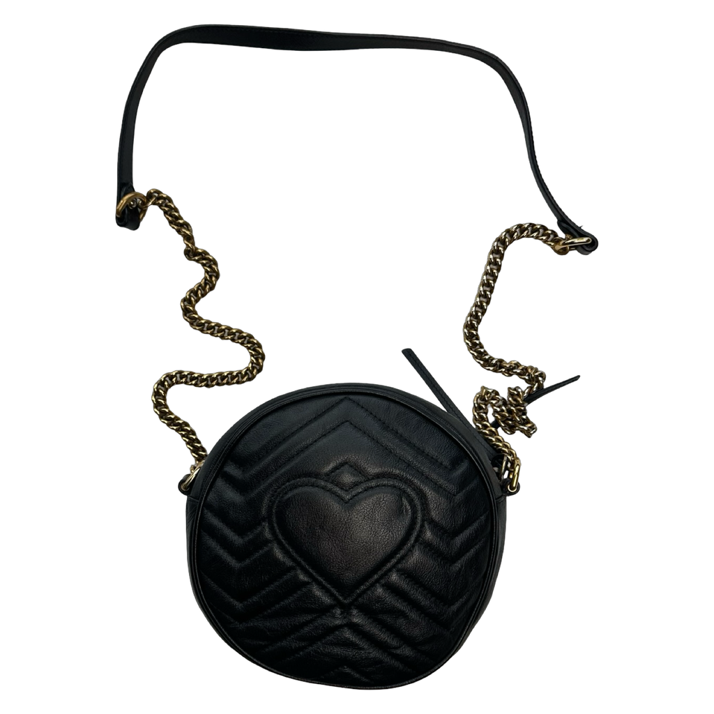 Gucci GG Marmont Mini Round Shoulder Bag Black