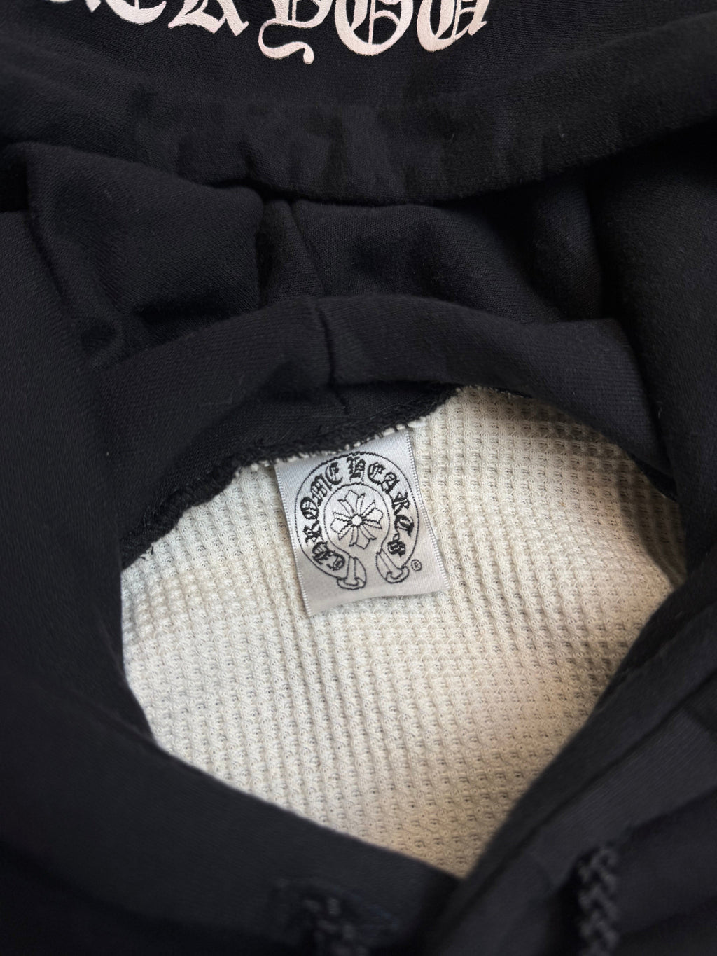 Vintage Chrome Hearts Horseshoe Thermal Hoodie Black