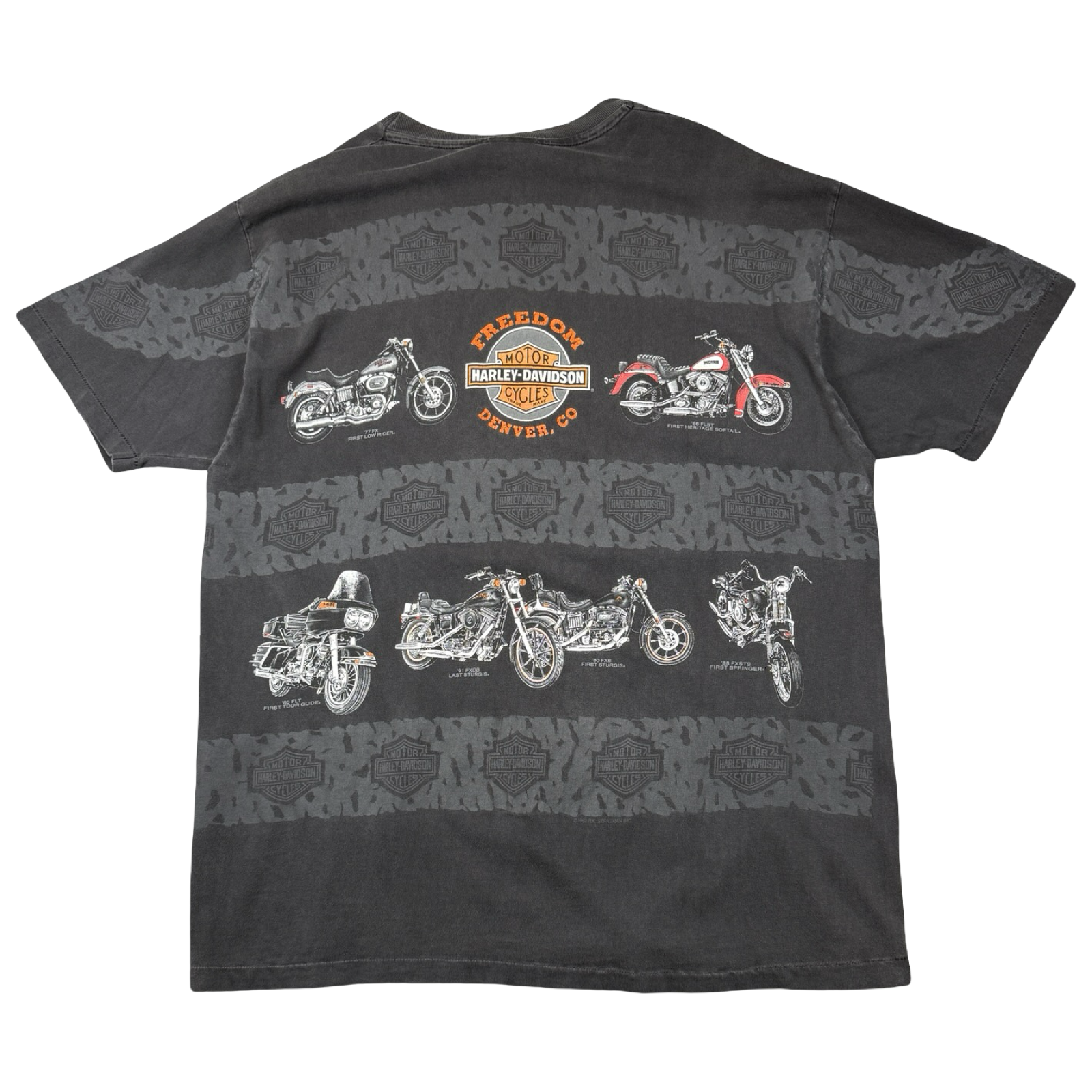 Vintage Harley Davidson 90th Anniversary Bikes Tee Black