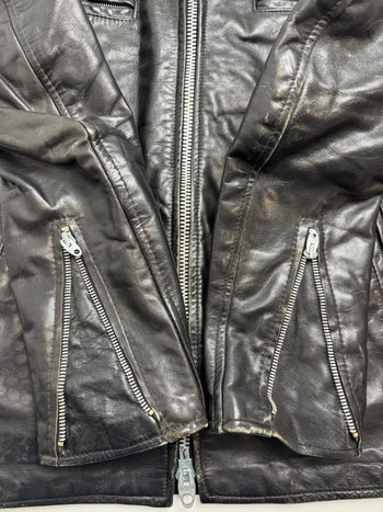 (S) Vintage British Cycle Leather Jacket Black