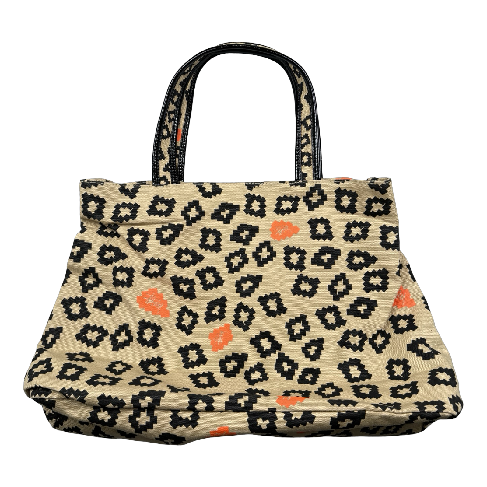 Women's Vintage Stussy Pixelated Leopard Print Tote Bag