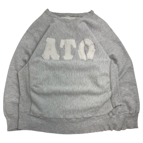 Vintage 90s Champion Reverse Weave Alpha Tau Omega Sweatshirt Grey | Vintage Clothing Store Canada