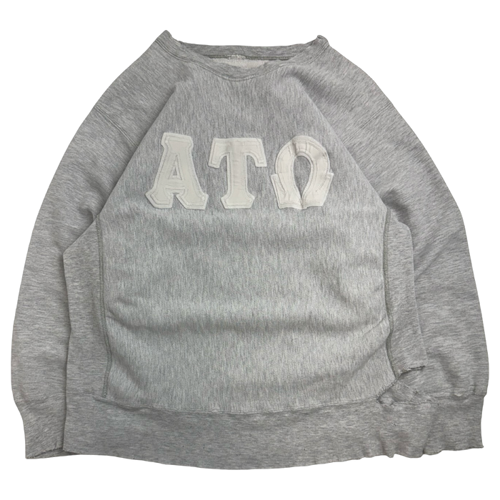 Vintage 90s Champion Reverse Weave Alpha Tau Omega Sweatshirt Grey | Vitnage Clothing Store Canada