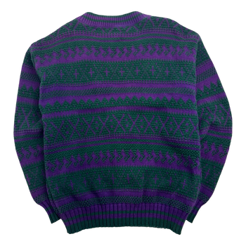 Vintage 90s Chaps Ralph Lauren Cardigan Knit Green/Purple