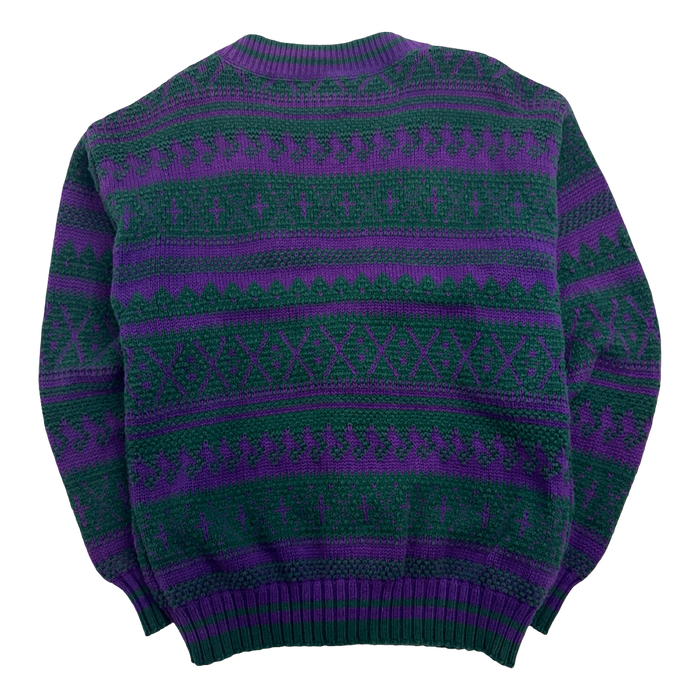 Vintage 90s Chaps Ralph Lauren Cardigan Knit Green/Purple | Vitnage Clothing Store Canada