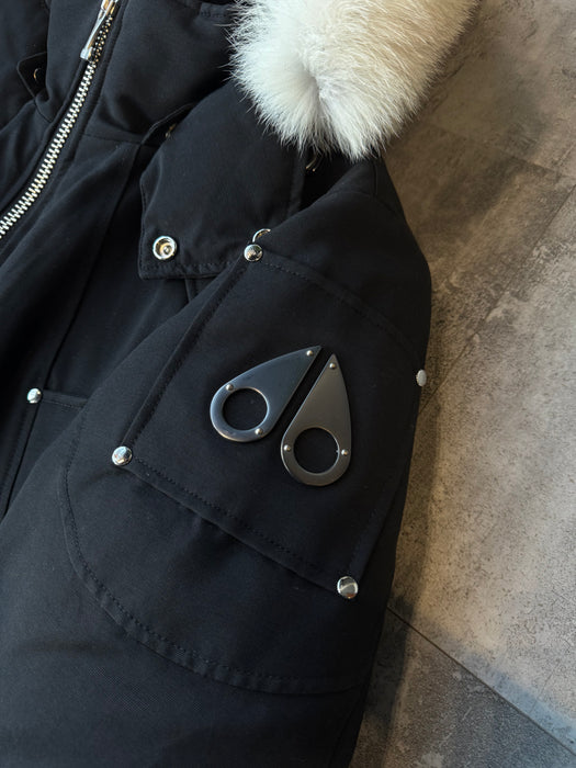 Moose Knuckles Original Ballistic Shearling Trim Bomber Jacket Black (USED) | Vitnage Clothing Store Canada