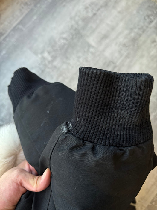 Moose Knuckles Original Ballistic Shearling Trim Bomber Jacket Black (USED) | Vitnage Clothing Store Canada