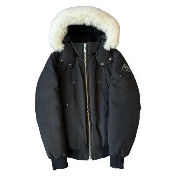 Moose Knuckles Original Ballistic Shearling Trim Bomber Jacket Black (USED) | Vitnage Clothing Store Canada