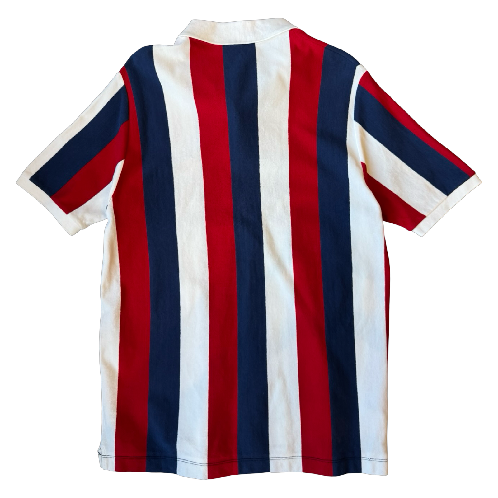 Gucci Logo Baiadera Striped Polo Tee Red/White/Blue (USED)