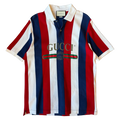 Gucci Logo Baiadera Striped Polo Tee Red/White/Blue (USED)