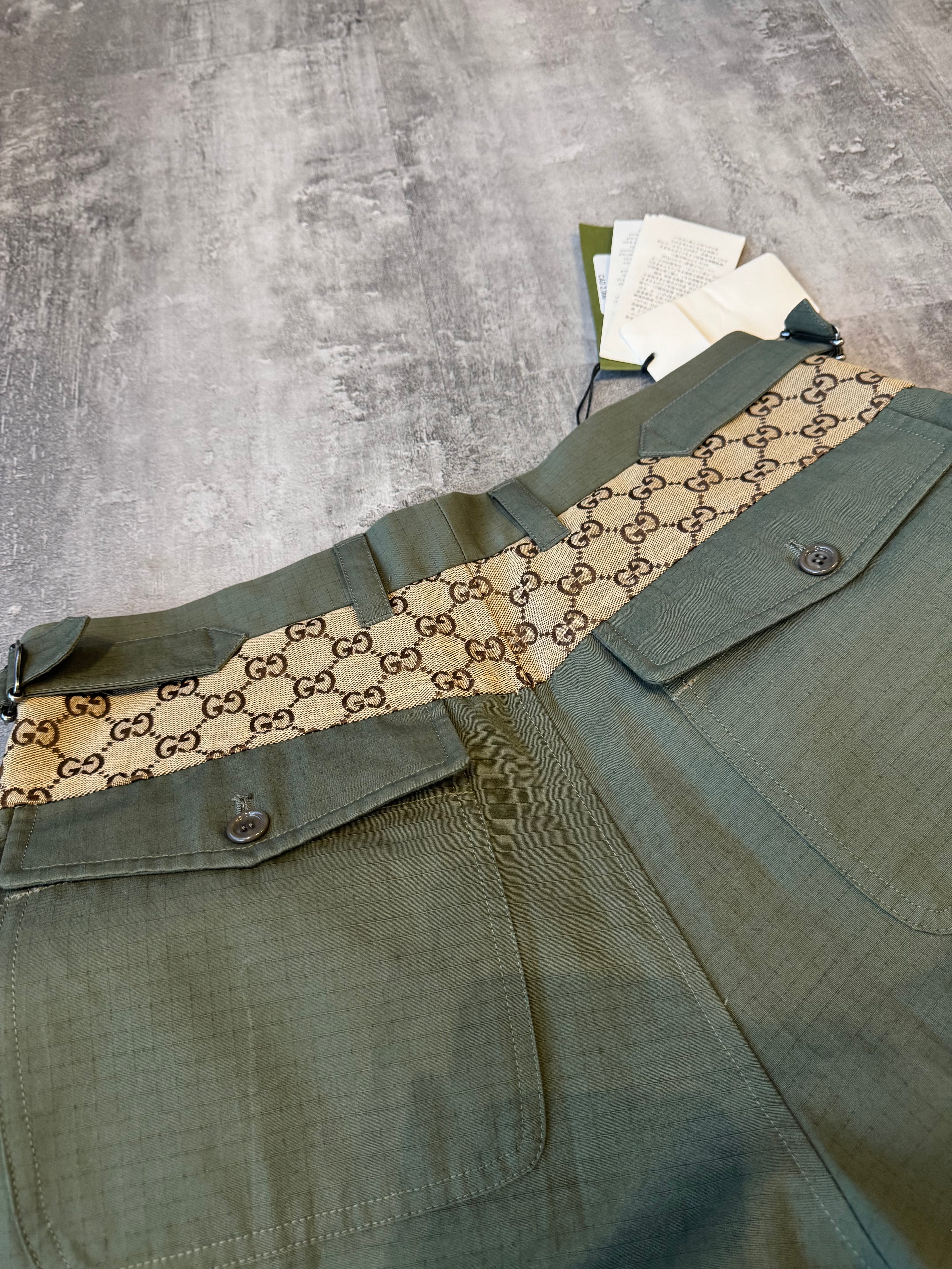 Gucci GG Cotton Ripstop Cargo Pants Green