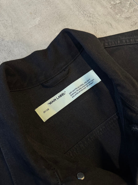 Off-White Diagonal Stripe Denim Jacket Black (USED) | Vitnage Clothing Store Canada