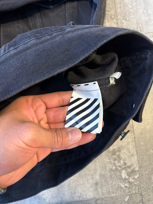 Off-White Diagonal Stripe Denim Jacket Black (USED) | Vitnage Clothing Store Canada