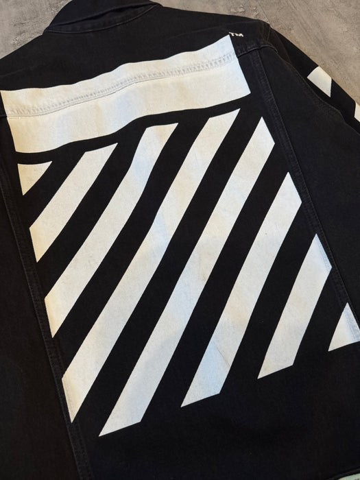 Off-White Diagonal Stripe Denim Jacket Black (USED) | Vitnage Clothing Store Canada