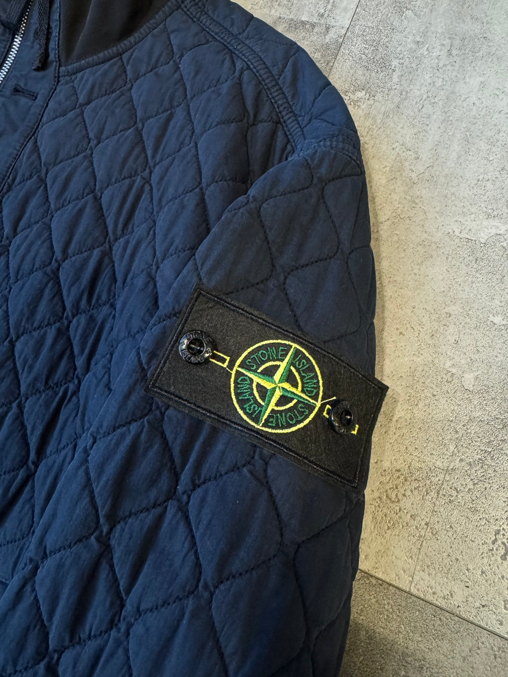 Stone Island Quilted Hooded Zip Up Jacket Navy (USED)