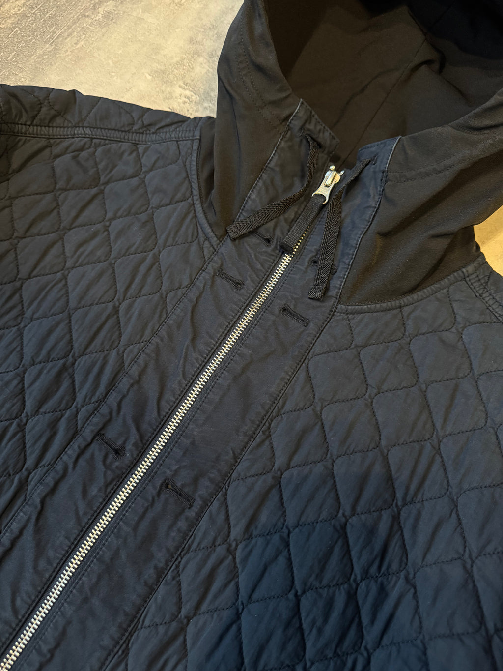 Stone Island Quilted Hooded Zip Up Jacket Navy (USED)