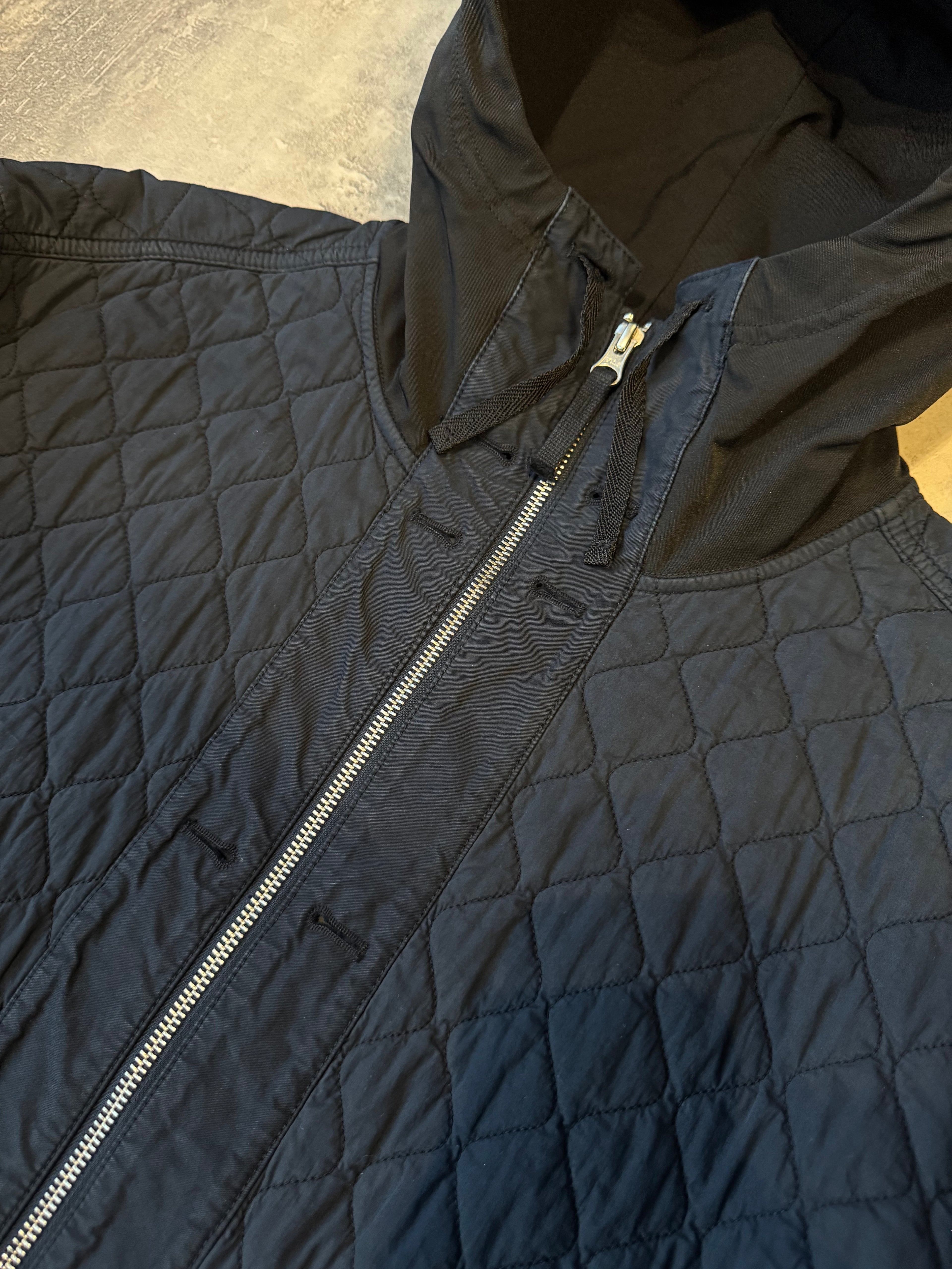 Stone Island Quilted Hooded Zip Up Jacket Navy (USED)