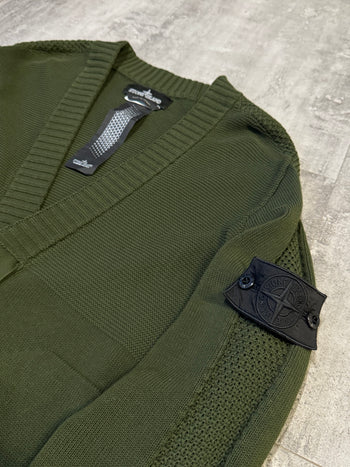 Stone Island Shadow Project Knit Cardigan Olive