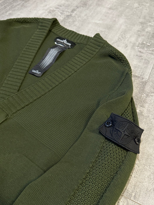 Stone Island Shadow Project Knit Cardigan Olive | Vitnage Clothing Store Canada