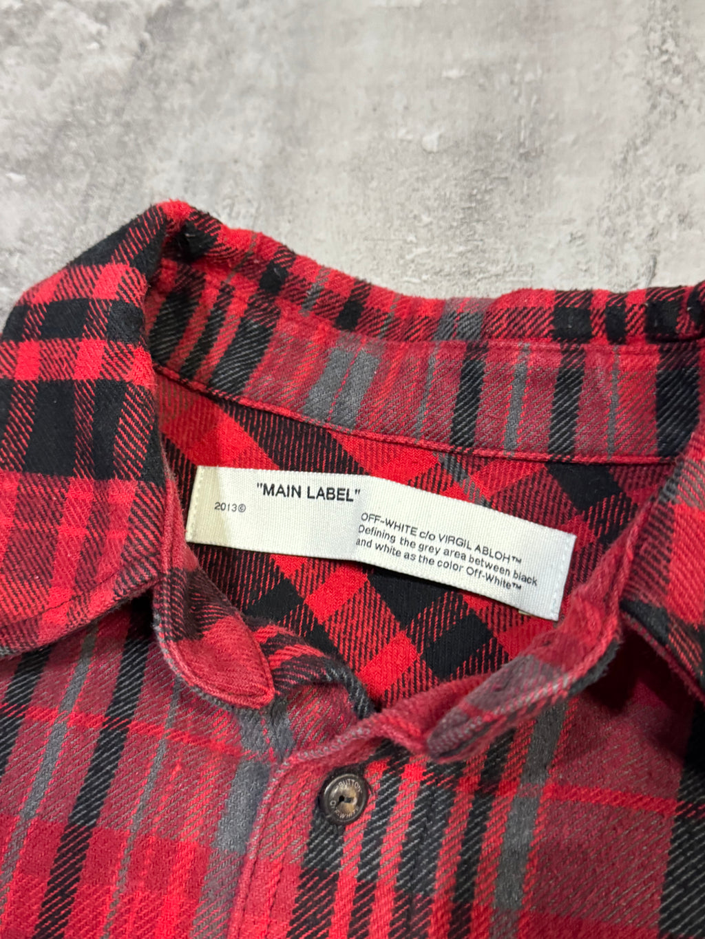 Off-White Jersey Sleeve Plaid Button Up Shirt Red (USED)