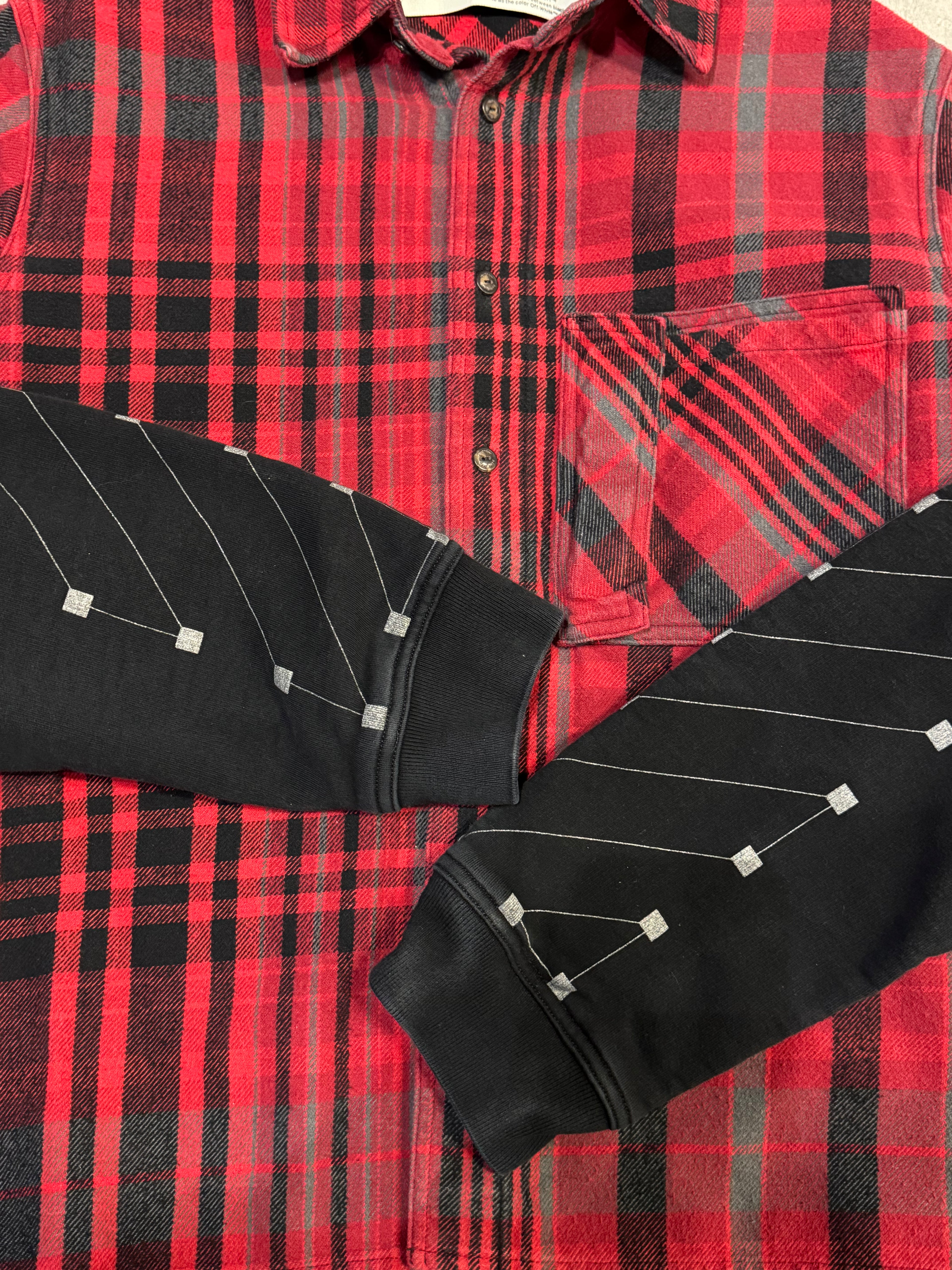 Off-White Jersey Sleeve Plaid Button Up Shirt Red (USED)