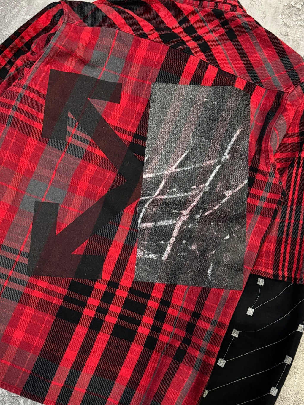 Off-White Jersey Sleeve Plaid Button Up Shirt Red (USED)